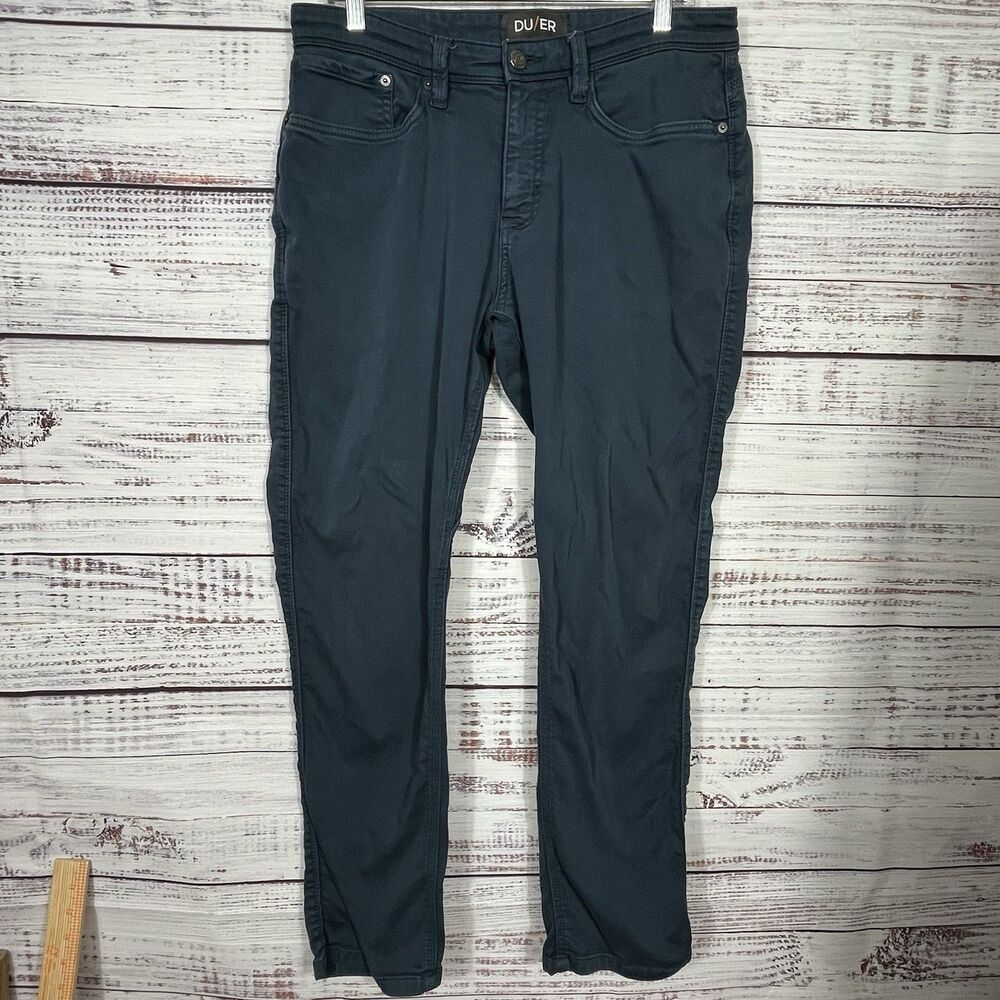DU/ER No Sweat N2X Relaxed Taper Pants Stretch 32x30 Mens Blue Work Chino DUER
